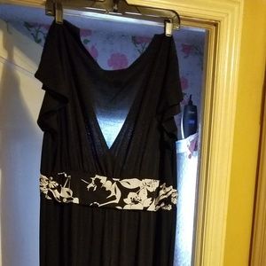 Black flowing floral print dress